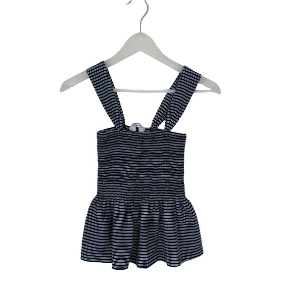 Madewell Texture & Thread Smocked Peplum Tank Top in Stripe Size XXS - Picture 3 of 14